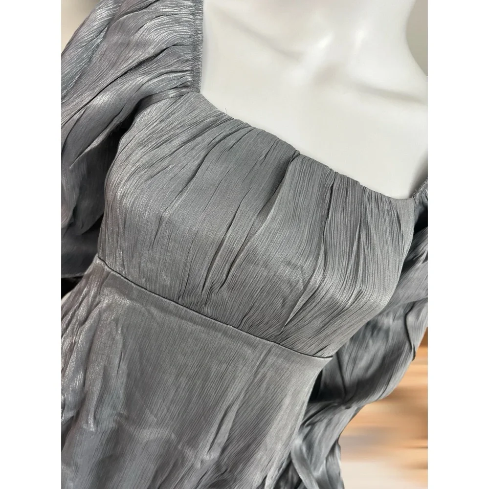 PEACH LOVE CALIFORNIA beautiful grey shimmer dress S M L - Picture 9 of 11